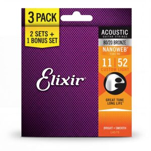 Elixir® Akustik Phosphor Bronzesaiten mit NANOWEB Beschichtung 3-er Pack